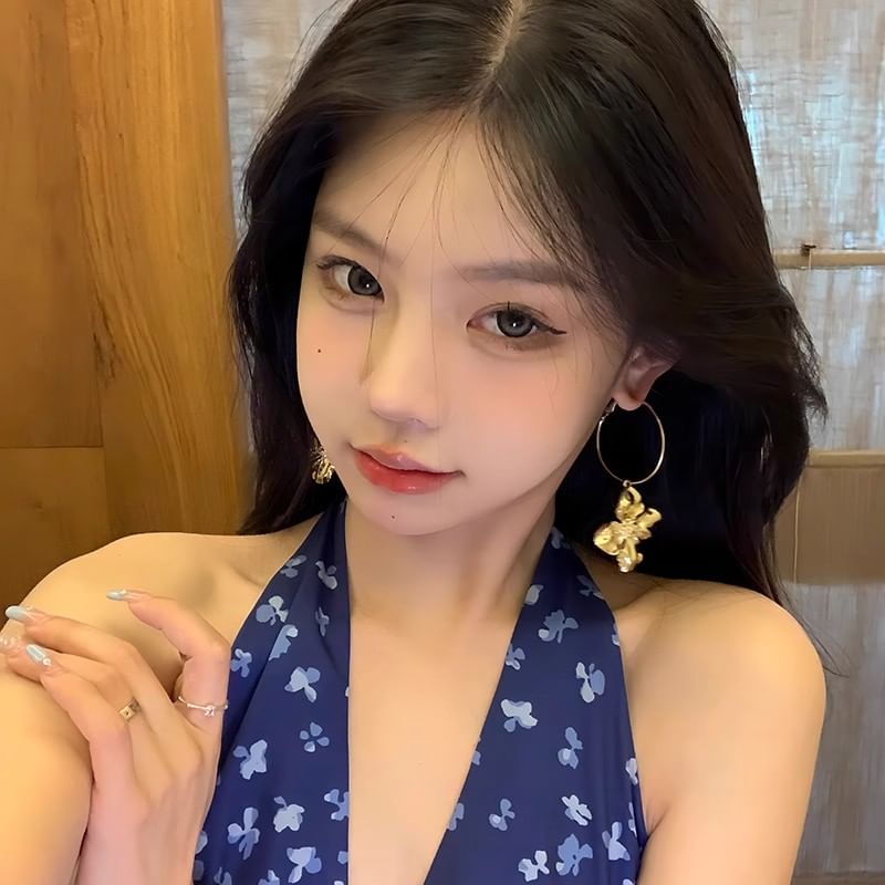 Flower Earring Drop Hoop