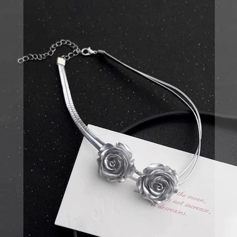 Metallic Choker Rose Faux Leather