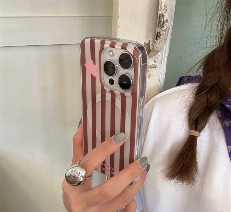 (Compatible Magnetic with MagSafe) Striped Case Phone Star