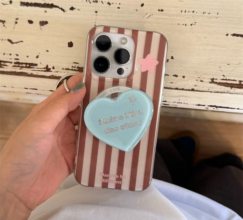 (Compatible Magnetic with MagSafe) Striped Case Phone Star