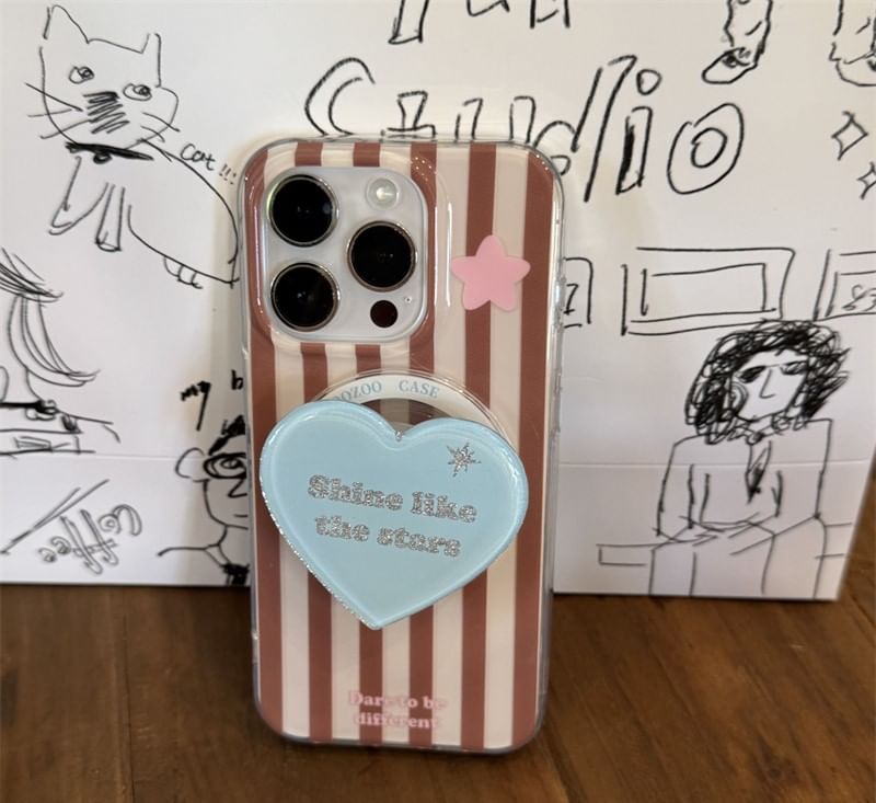 (Compatible Magnetic with MagSafe) Striped Case Phone Star