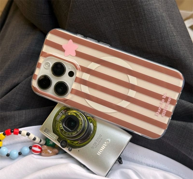 (Compatible Magnetic with MagSafe) Striped Case Phone Star