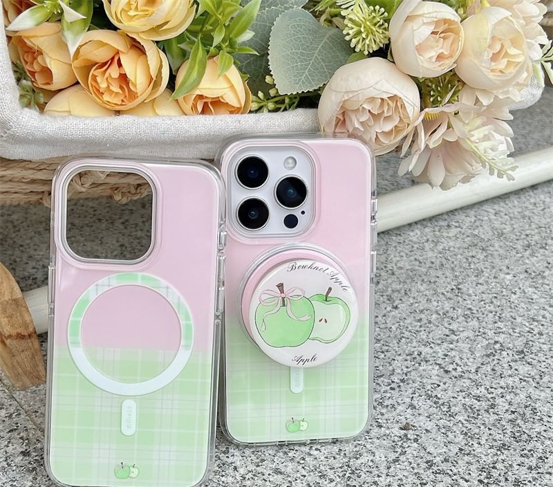 (Compatible Magnetic MagSafe) Case Phone with Plaid Apple