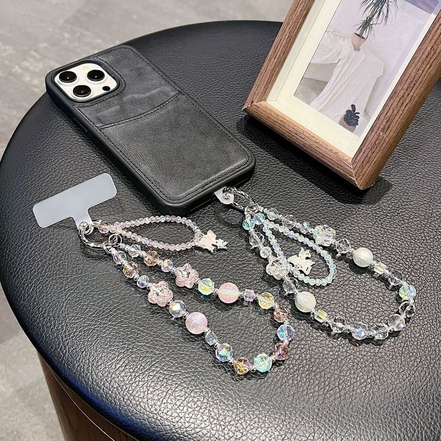 Strap Crystal Lanyard Beaded with Butterfly Wrist Faux Pad Phone