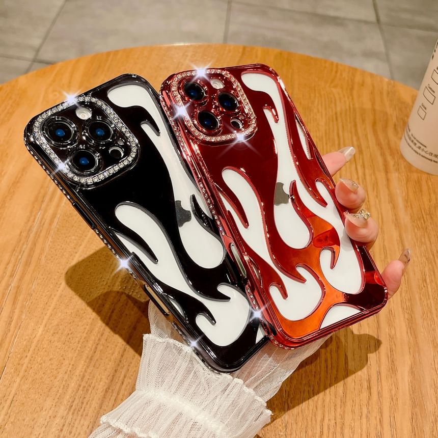 Rhinestone Case iPhone Flame