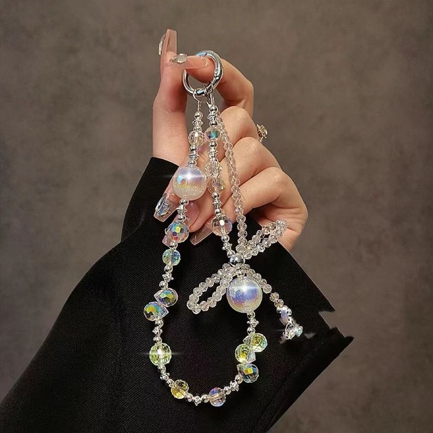 Faux Wrist Beaded Strap Crystal Bow Phone