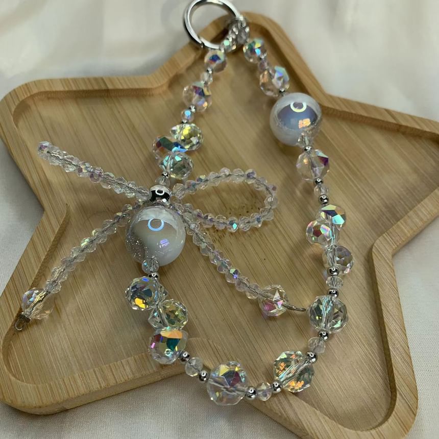 Faux Wrist Beaded Strap Crystal Bow Phone