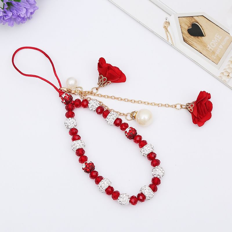 Faux Crystal Floral Strap Phone