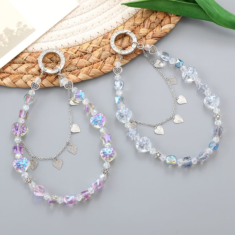 Faux Heart Strap Phone Crystal