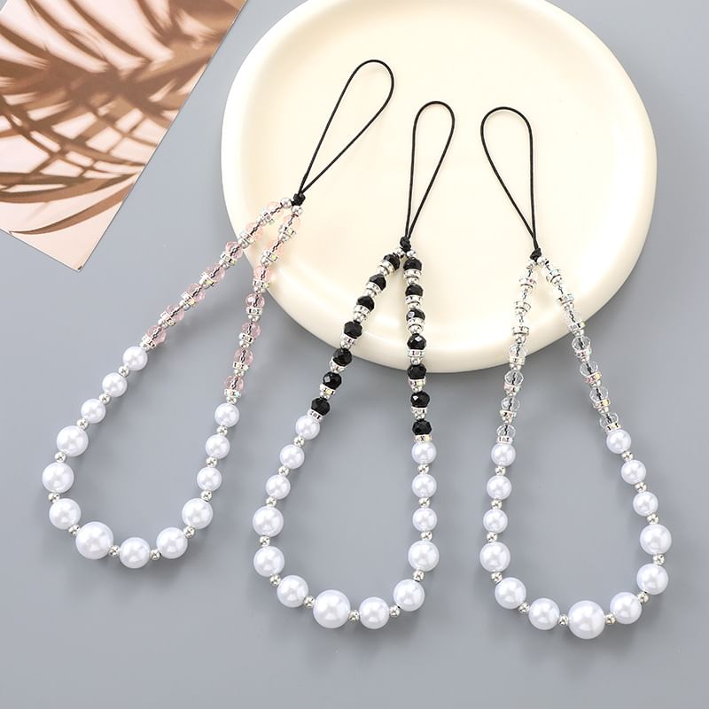 Faux Pearl Rhinestone Strap Phone