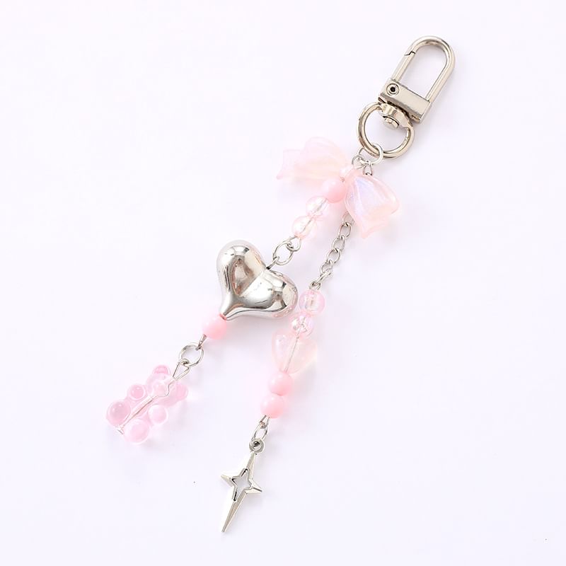 Bear Phone Bow Heart Charm