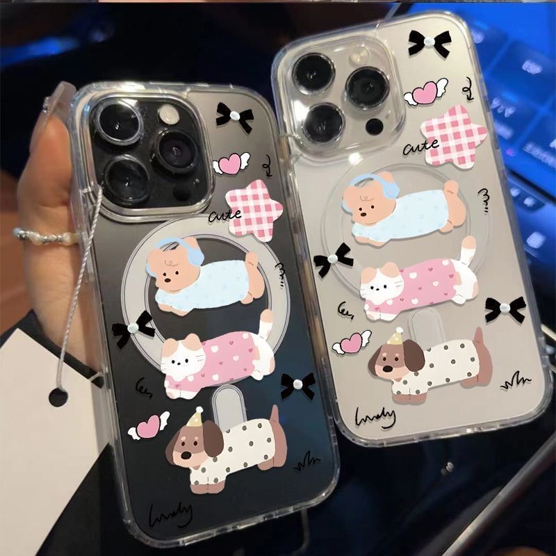 (Compatible Transparent Phone Magnetic with Case MagSafe) Dog