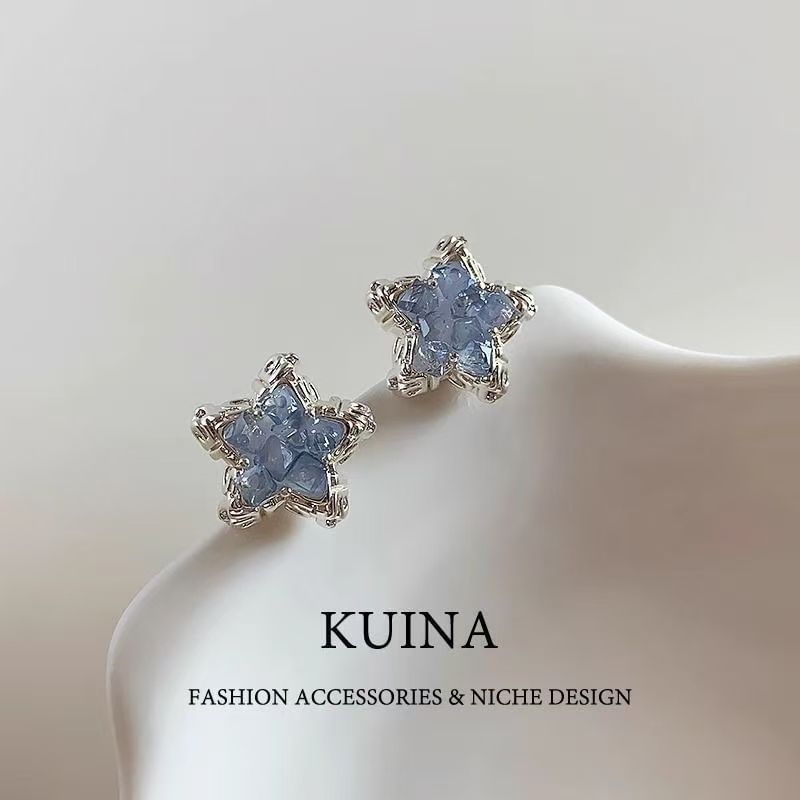 Faux Stud Alloy Crystal Star Earring