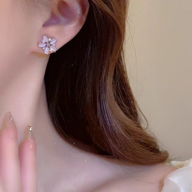 Pearl Gemstone Alloy Floral Faux Threader Earring