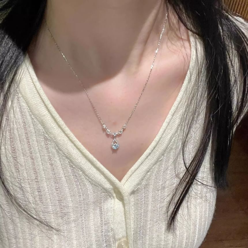 Necklace Droplet Rhinestone Pendant Alloy