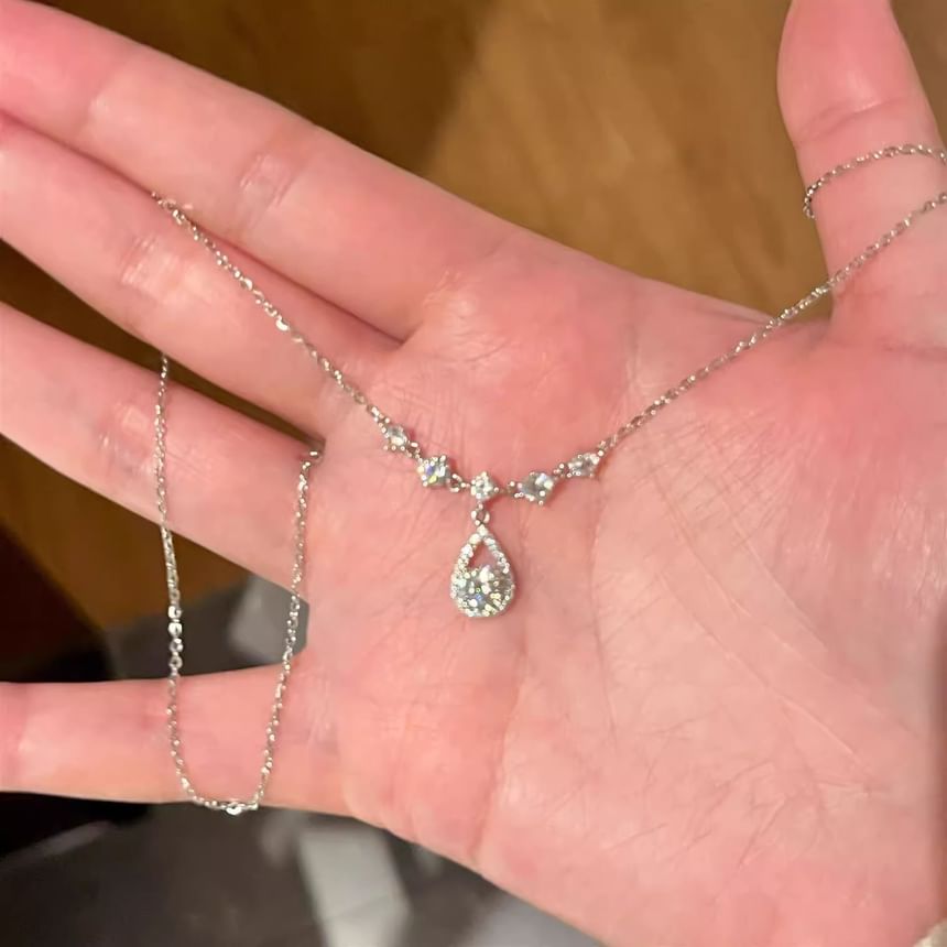 Necklace Droplet Rhinestone Pendant Alloy