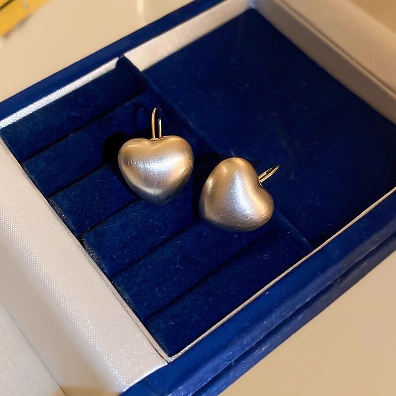 Brushed Earring Alloy Heart Drop