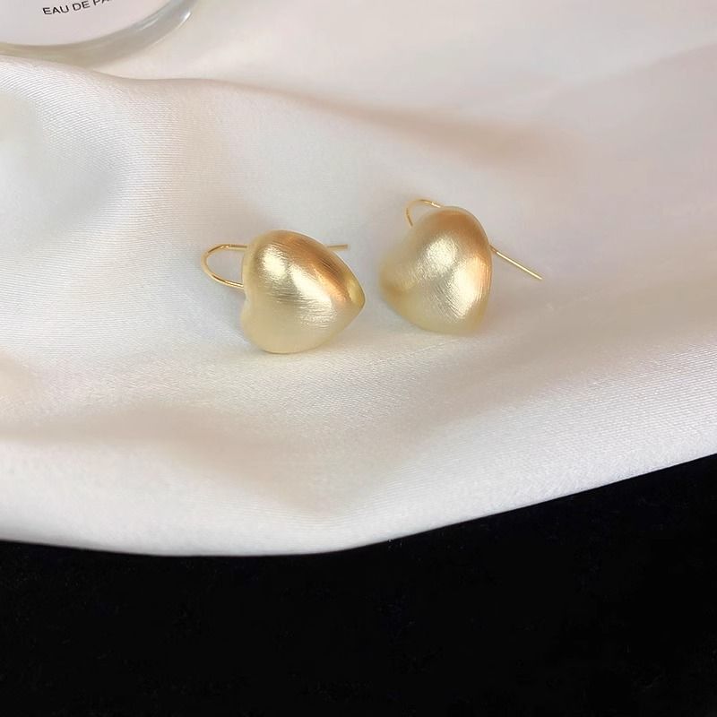 Brushed Earring Alloy Heart Drop