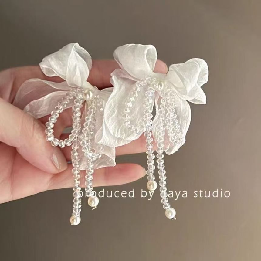 Bow Pearl Earring Statement Faux Alloy