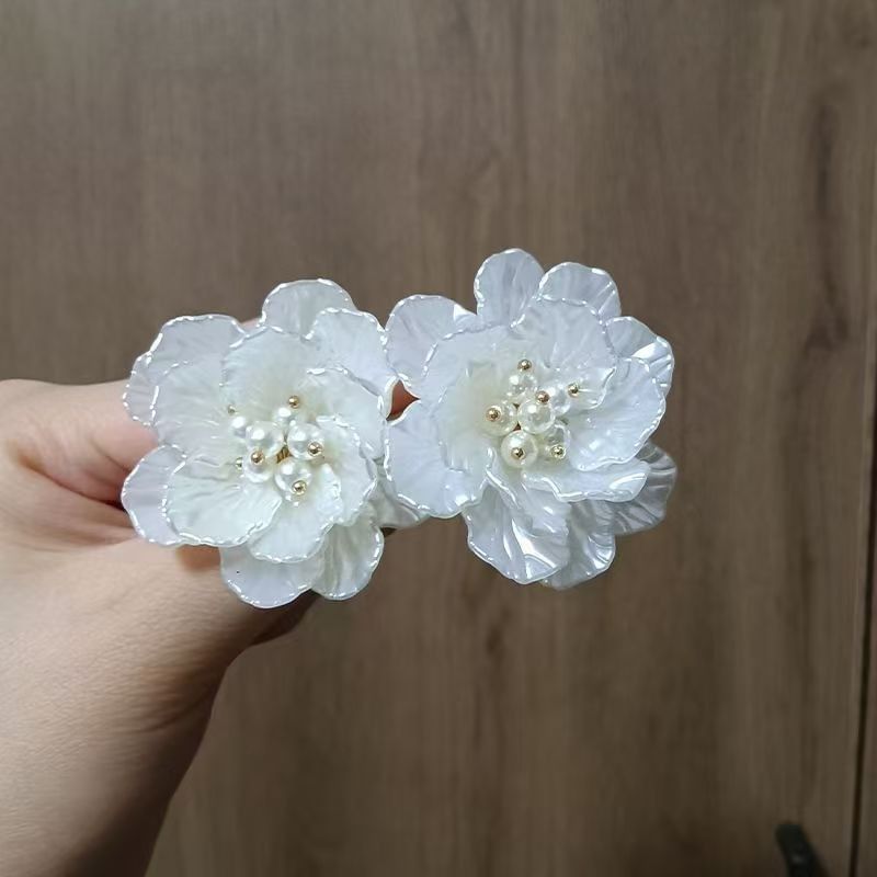 Earring Statement Floral Faux Alloy Pearl