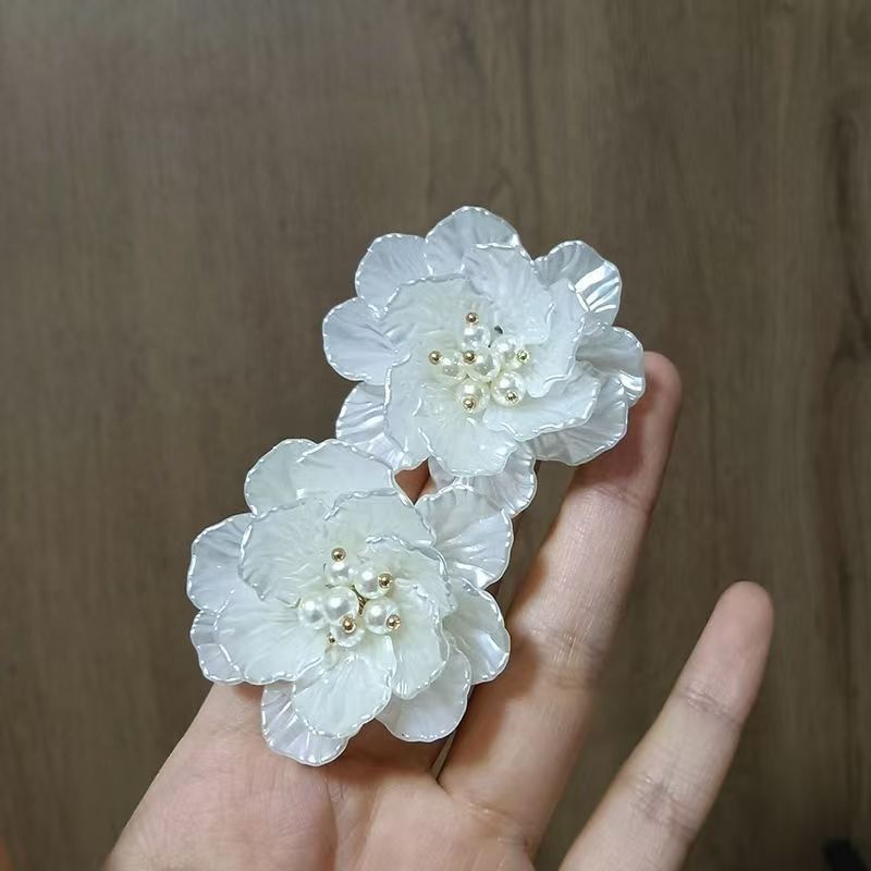 Earring Statement Floral Faux Alloy Pearl