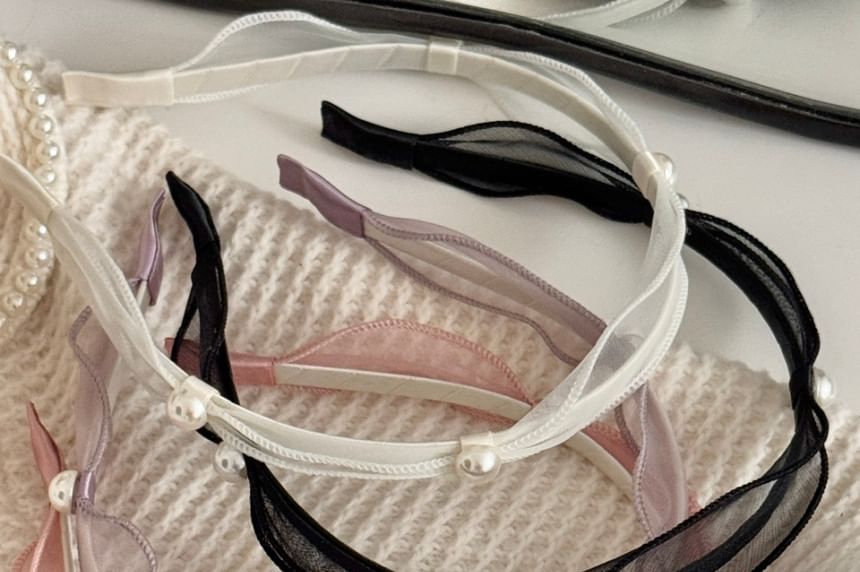 Mesh Pearl Faux Headband
