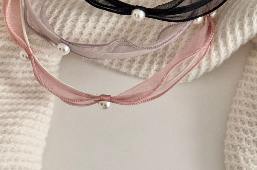 Mesh Pearl Faux Headband