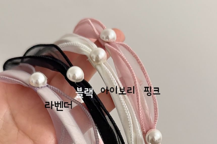 Mesh Pearl Faux Headband