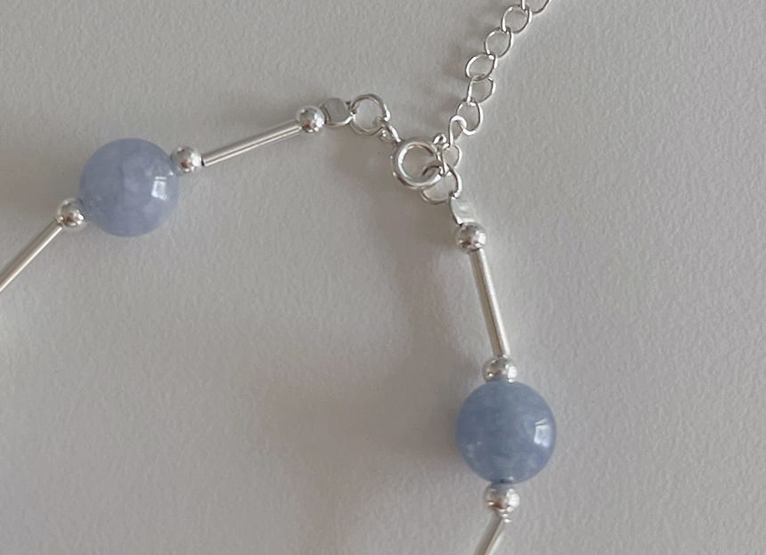 Sterling Beaded Bracelet Silver Gemstone