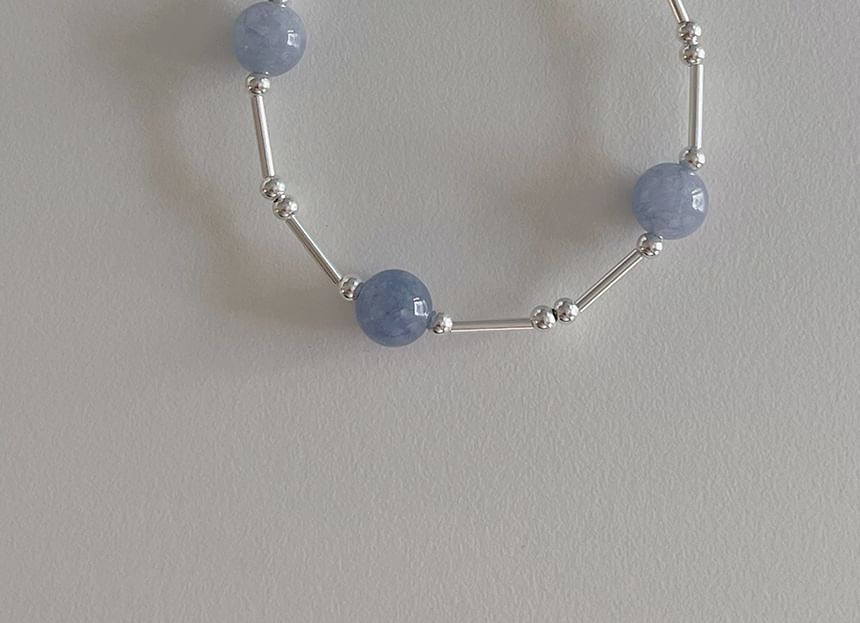 Sterling Beaded Bracelet Silver Gemstone