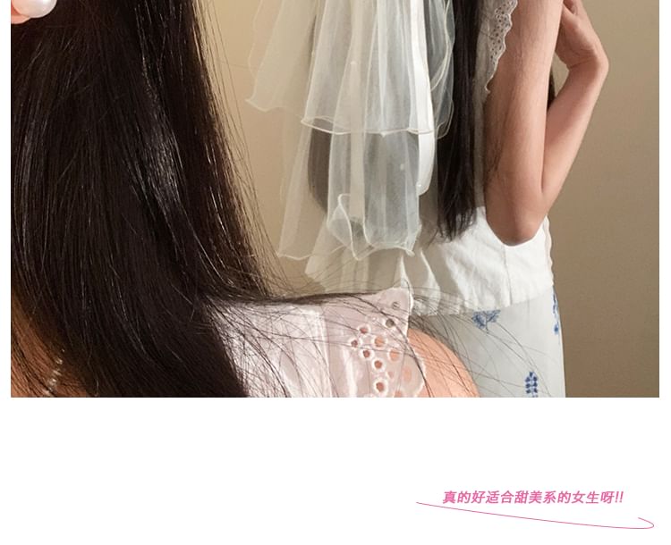 Mesh Bow Veil Hair Clip
