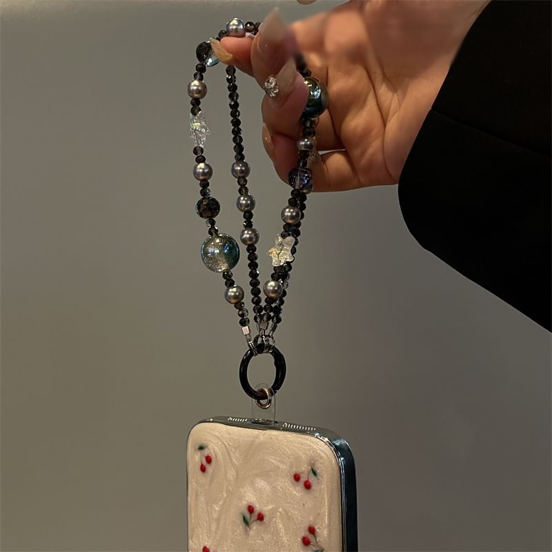Star Faux Lanyard Pearl Phone