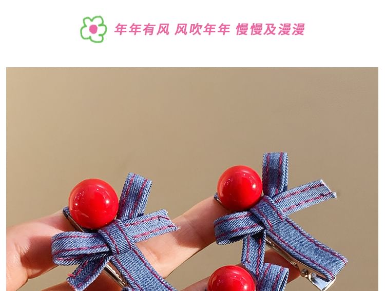 Set Denim Hair Bow Clip