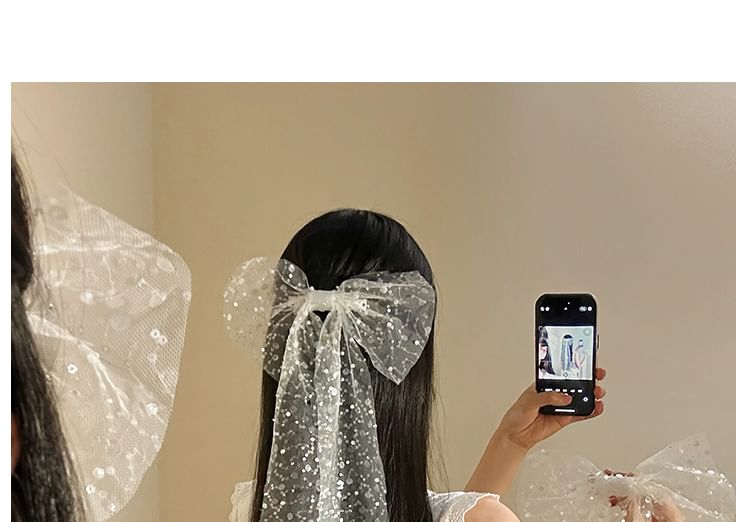 Bow Clip Lace Hair Sequined