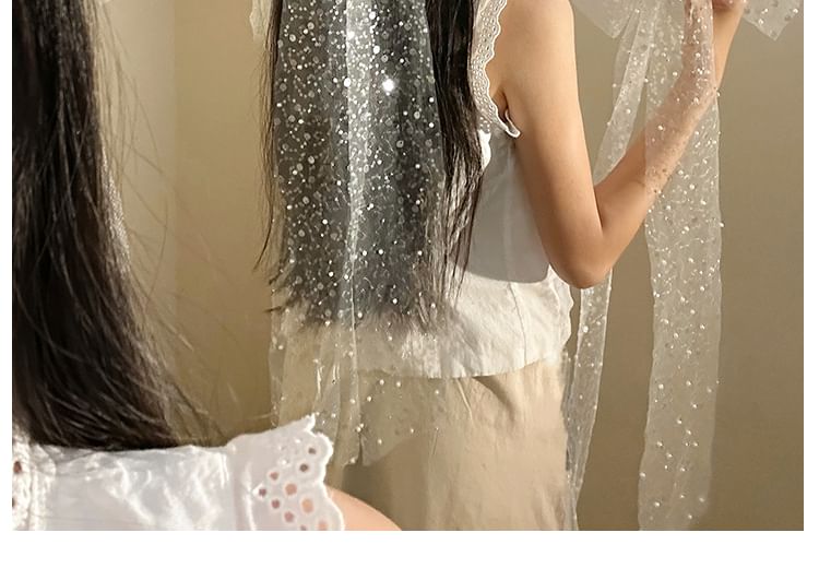 Bow Clip Lace Hair Sequined