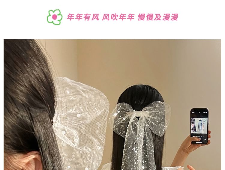 Bow Clip Lace Hair Sequined