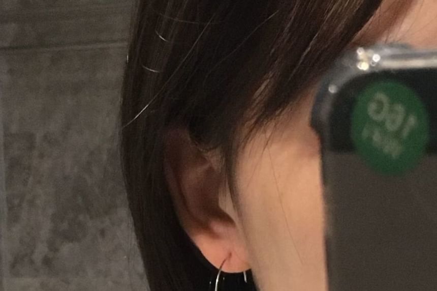 Earring Faux Open Hoop Pearl Drop
