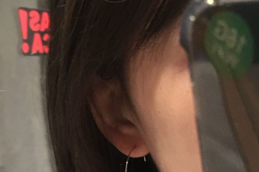 Earring Faux Open Hoop Pearl Drop