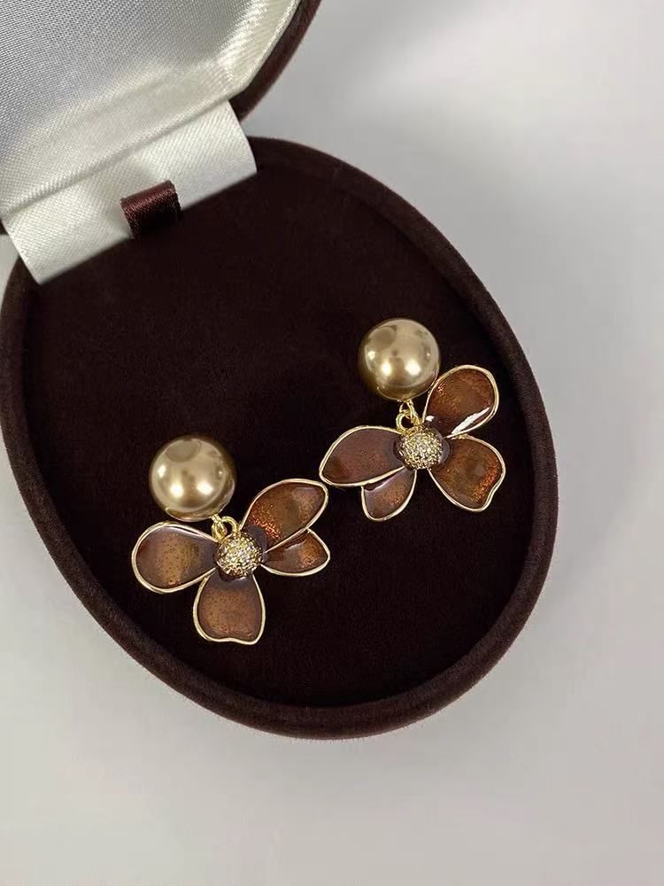 Glaze Drop Flower Earring