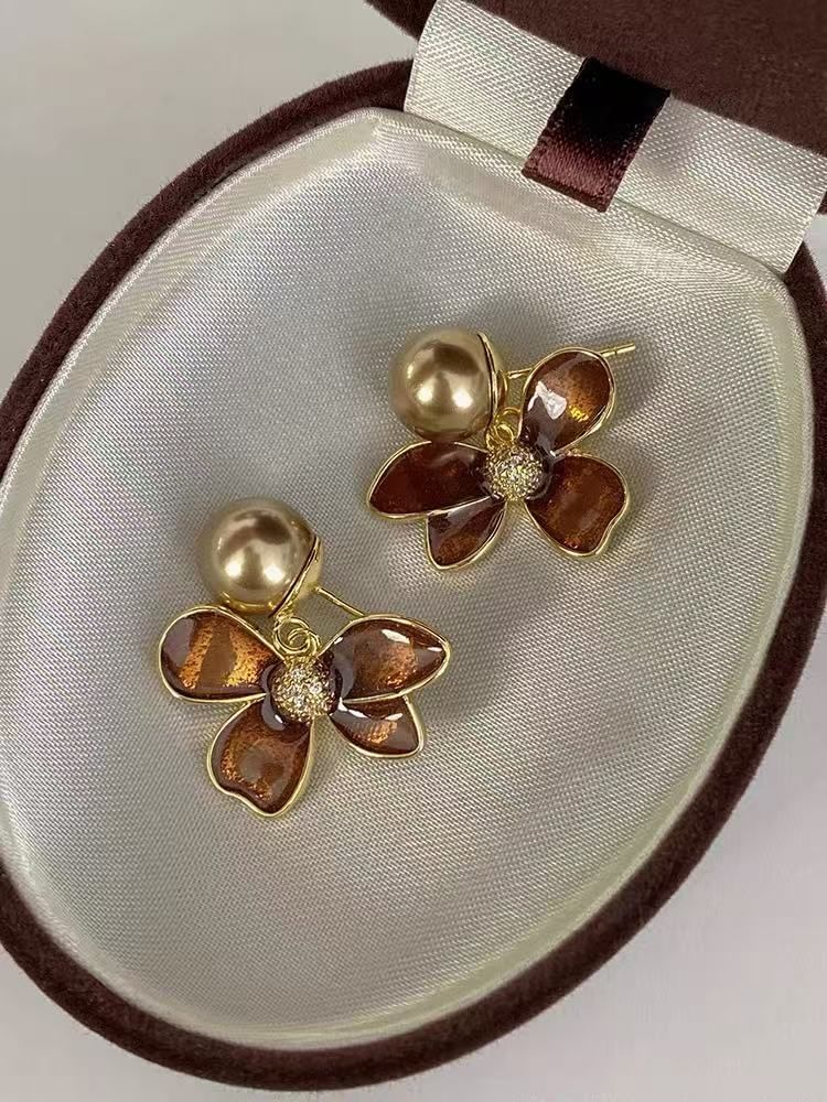 Glaze Drop Flower Earring