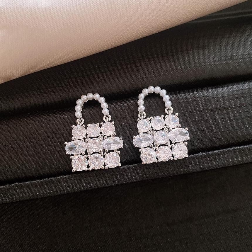 Handbag Drop Pearl Rhinestone Faux Earring