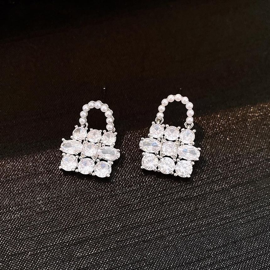 Handbag Drop Pearl Rhinestone Faux Earring