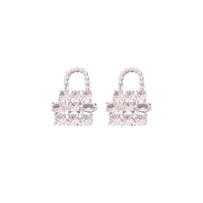 Handbag Drop Pearl Rhinestone Faux Earring