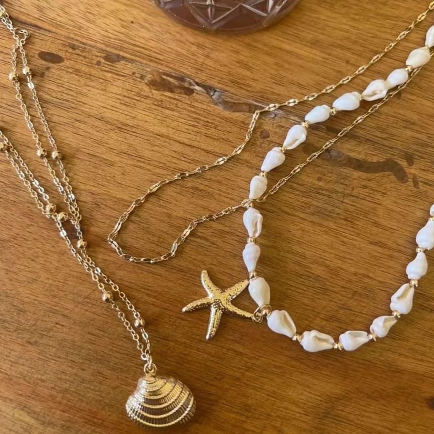 Chain + Pendant Set: Station Shell Starfish Necklace