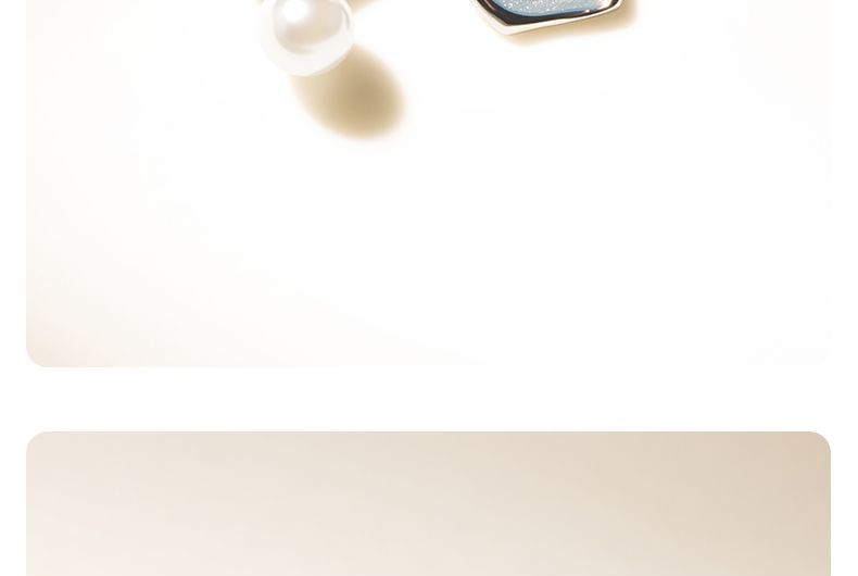 Faux Drop Glitter Asymmetrical Earring Pearl