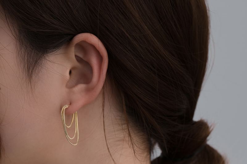 Hoop Sterling Earring Layered 925 Silver
