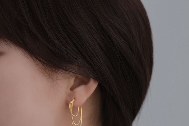 Hoop Sterling Earring Layered 925 Silver