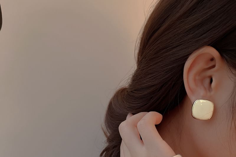 Earring Square Stud Silver 925 Sterling