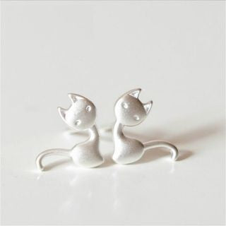 Cat Earring 925 Silver Sterling