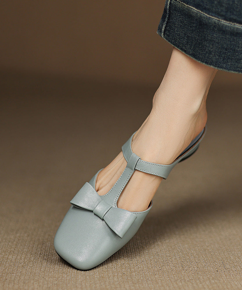 Light Slide Hollow Out Sheepskin Blue Sandals Splicing